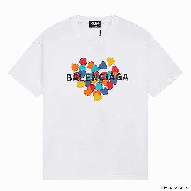 Balenciaga Heart Print Streetwear Brand White T-Shirt
