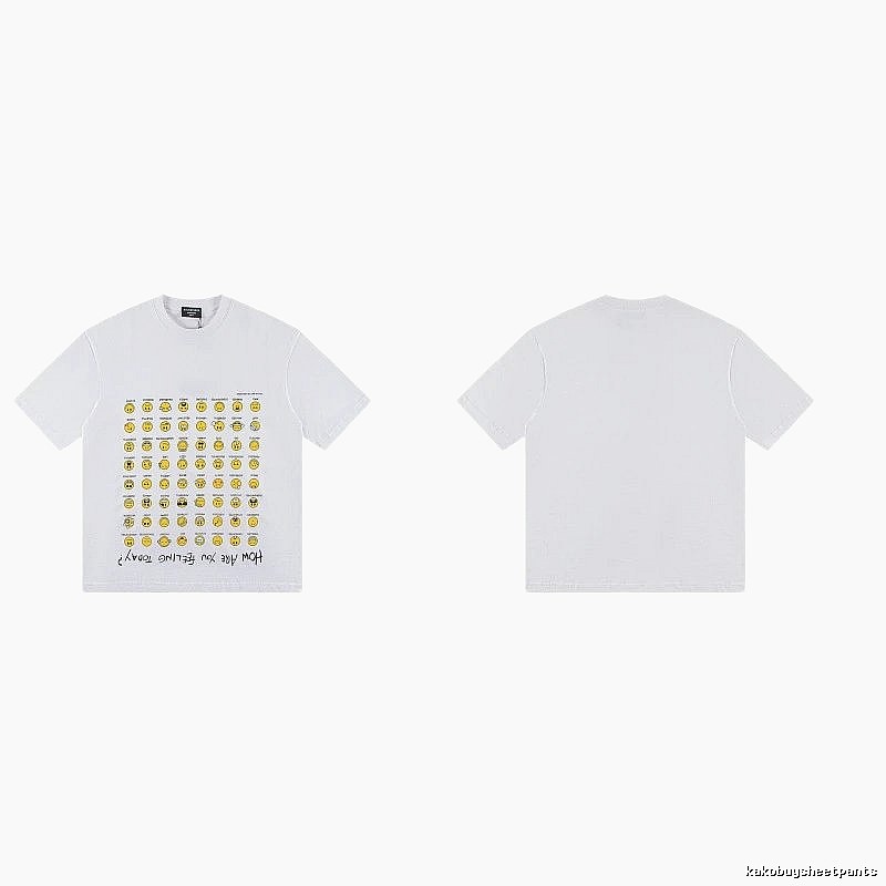 Balenciaga Smiley Face Printed Street Style White T-shirt