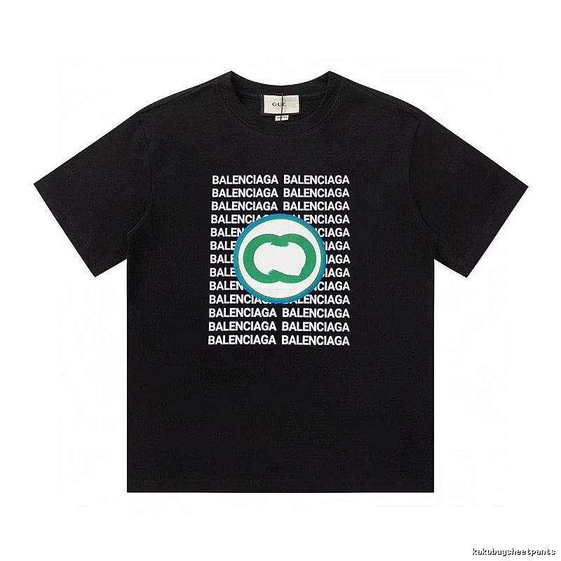 Balenciaga Trendy All-over Print Black Short-sleeve T-shirt
