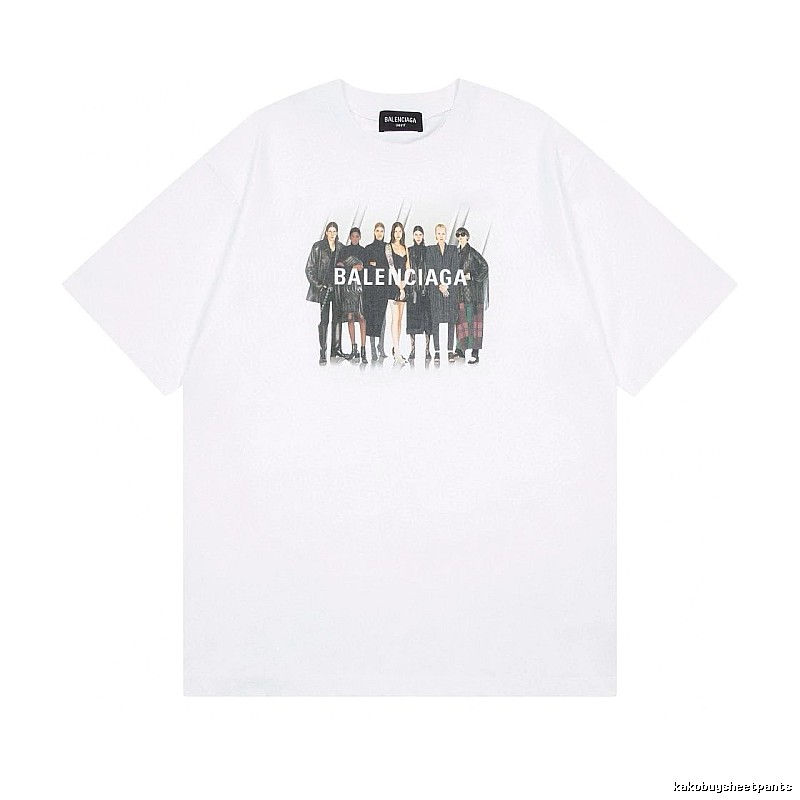 Balenciaga Trendy and Cool Style Portrait Print White T-shirt