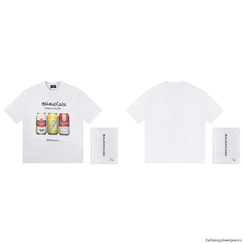 Balenciaga Trendy White T-Shirt with Soda Can Print