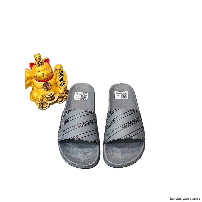 Balenciaga Twill-Printed Grey Streetwear Slides