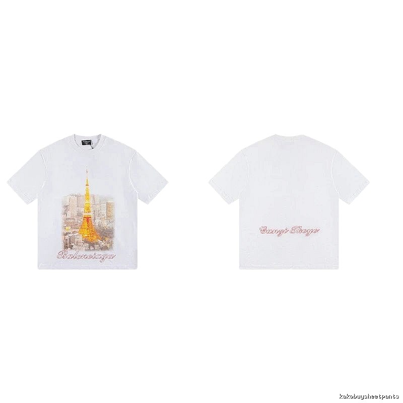 Balenciaga Vintage-style White T-shirt with Tokyo Tower Print