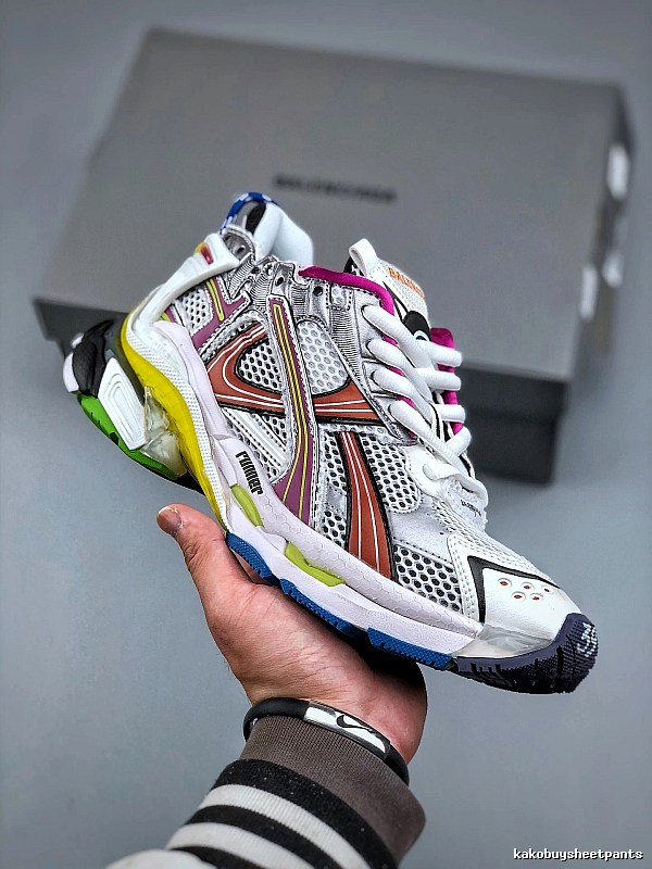 Balenciaga White Runner Multi-color Runner Sneaker for Streetwear Looks