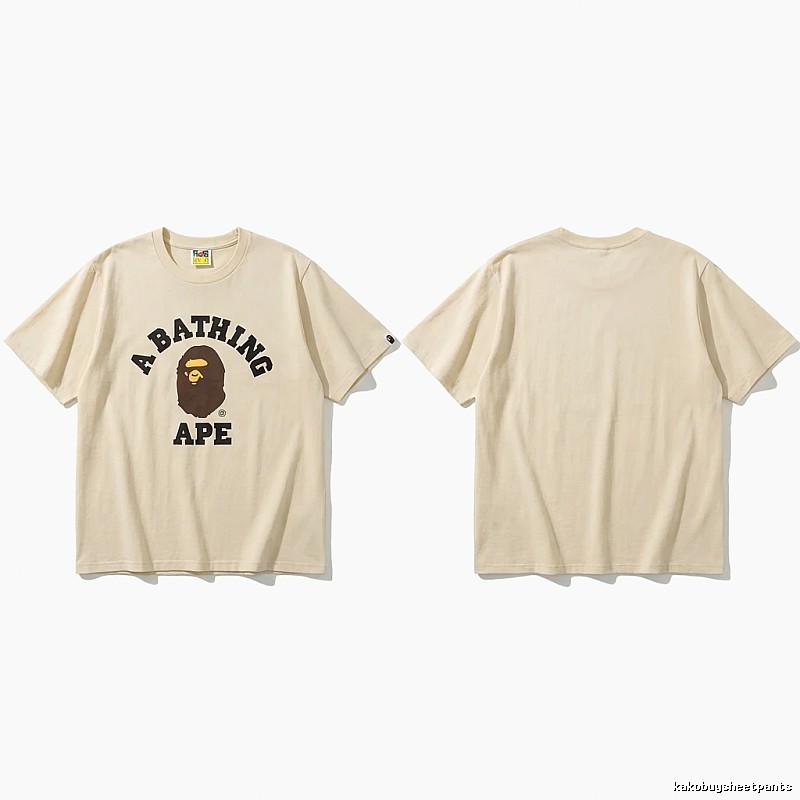Bape Ape Head Minimalist Style Beige T-shirt