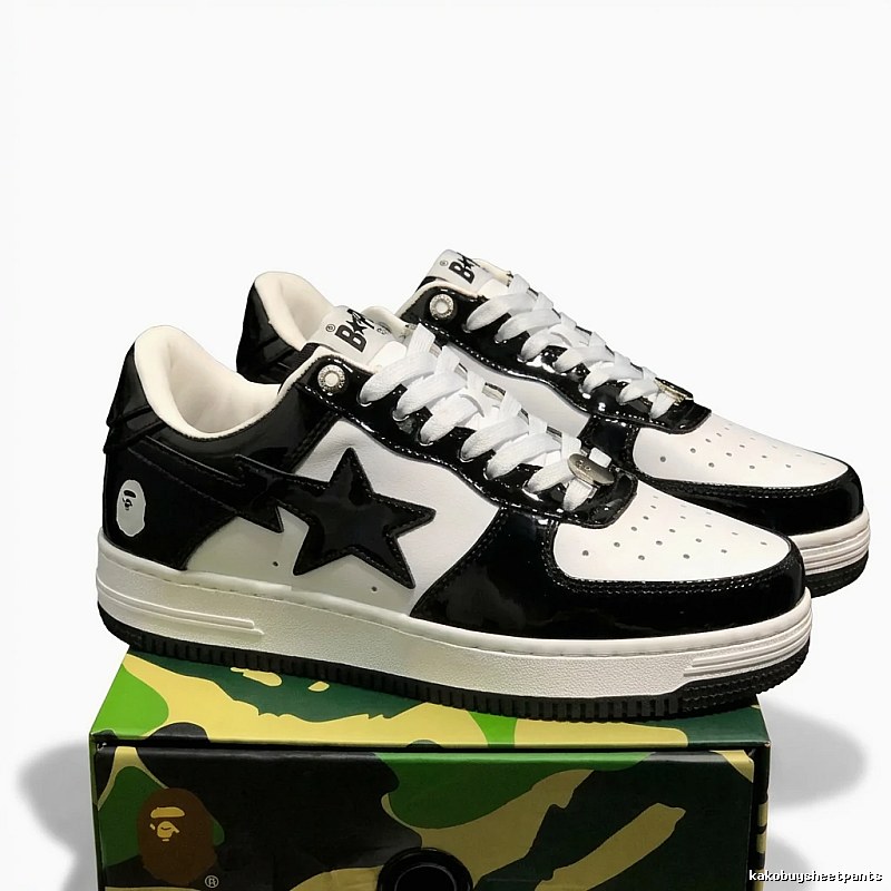 Bape black and white trendy wind board shoes
