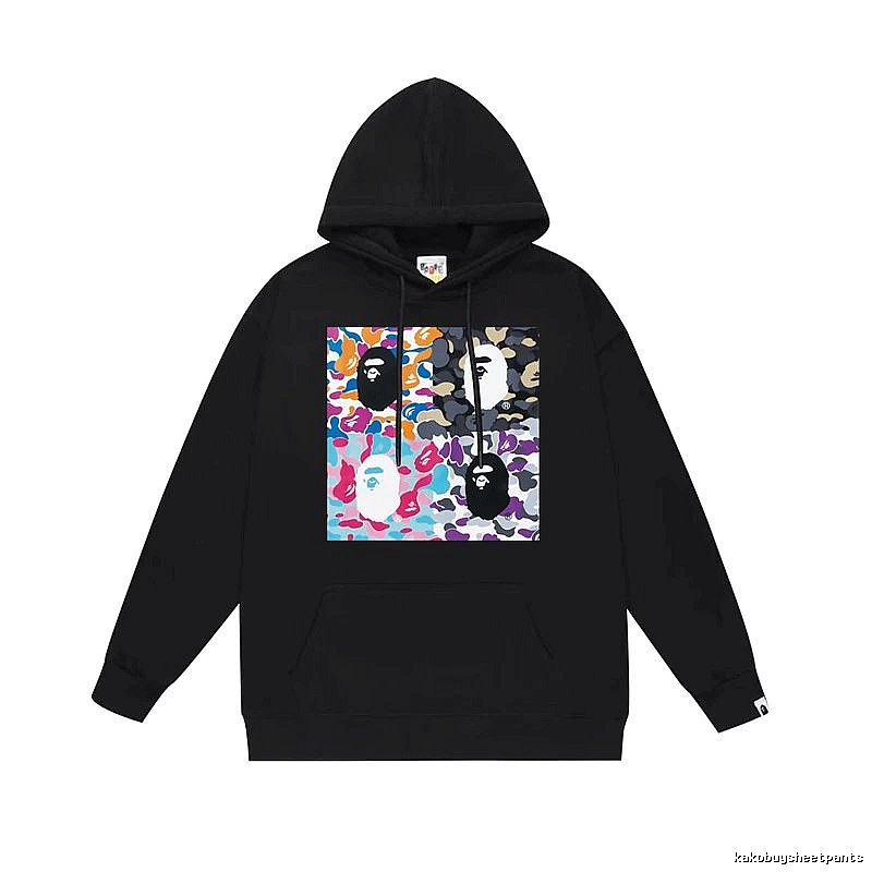 Bape camouflage-style black hoodie