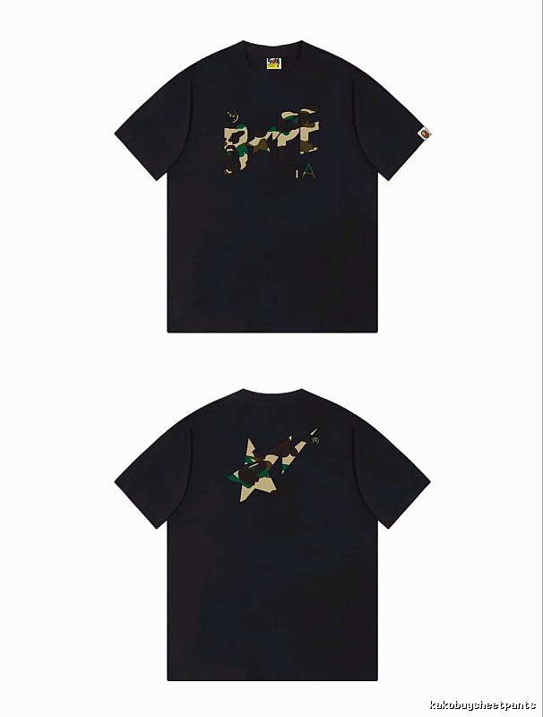 Bape camouflage style black T-shirt