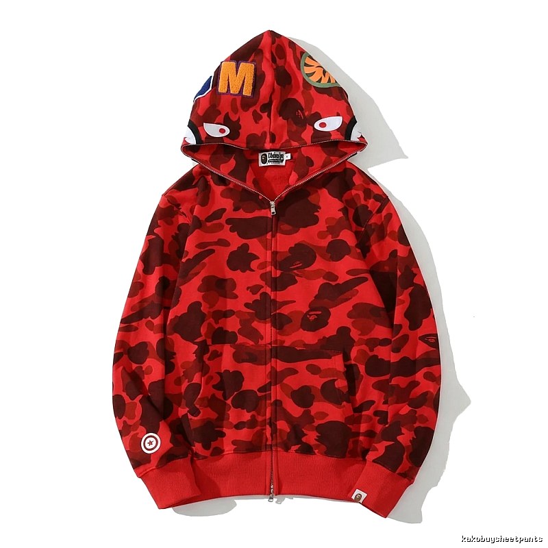 Bape camouflage-style red hoodie