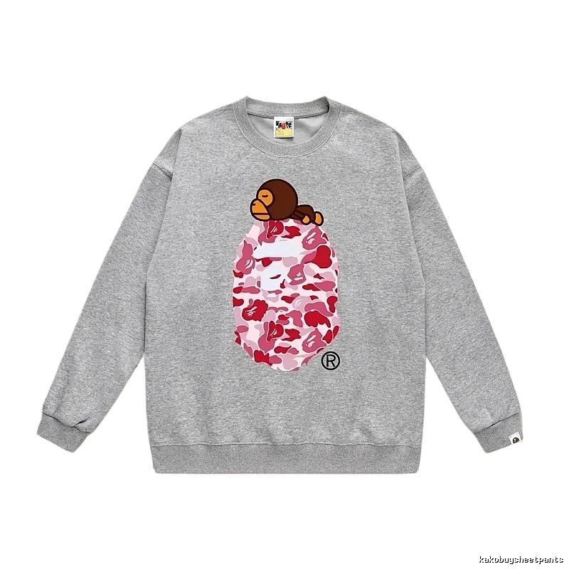 Bape cartoon camouflage style gray sweatshirt