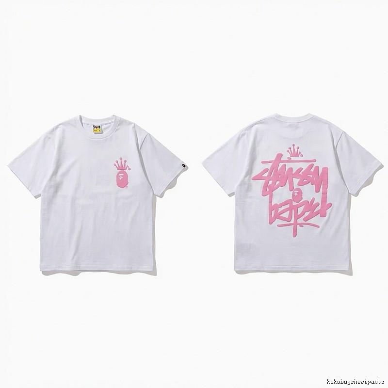 Bape Crown Graffiti Style White T-shirt