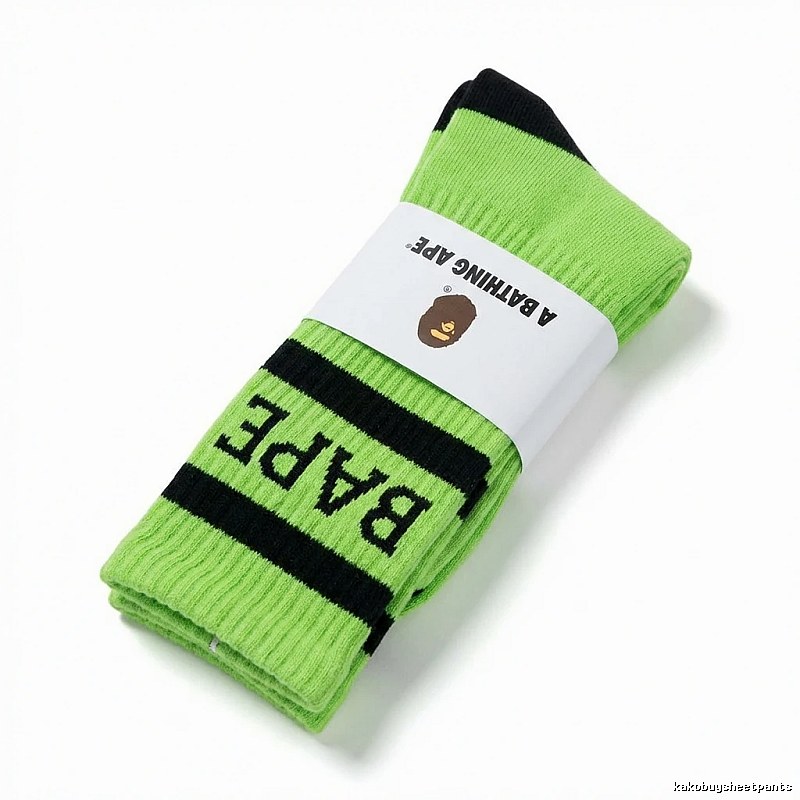 Bape fluorescent green trendy socks