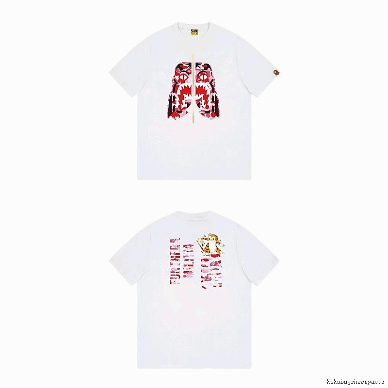 Bape Shark Camouflage Style White T-shirt