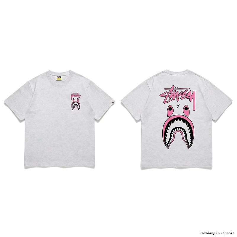 Bape Shark Co-branded Light Grey T-shirt