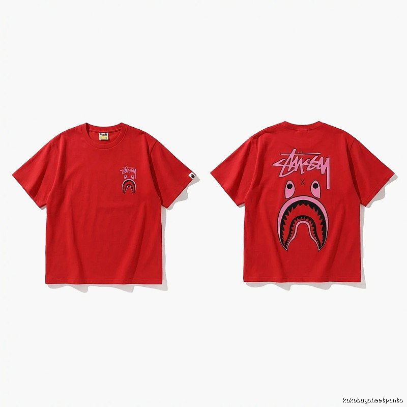 Bape Shark Series Red Trendy T - shirt.