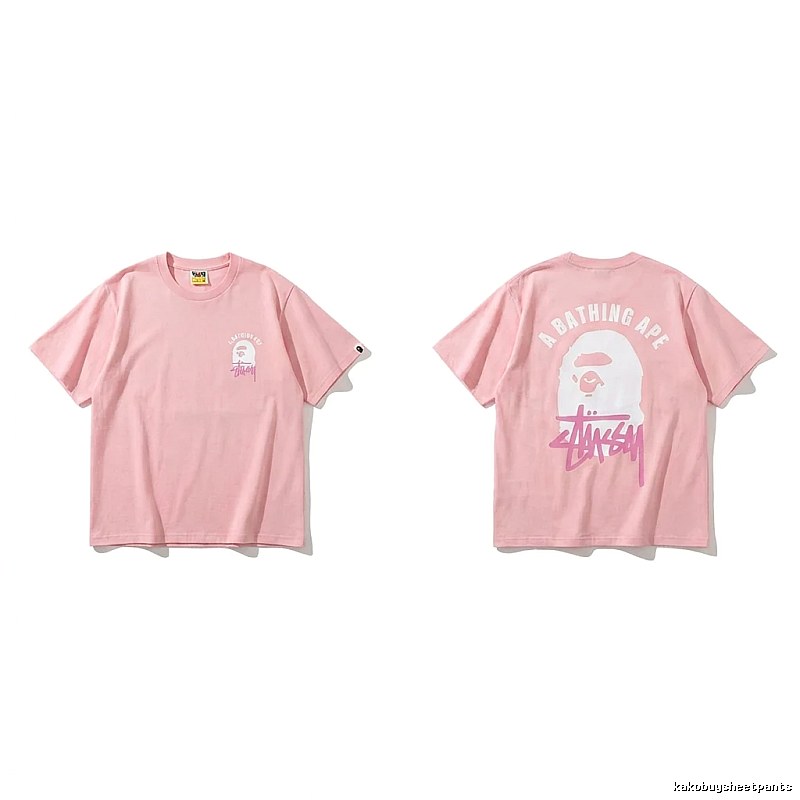 Bape trendy brand pink T-shirt