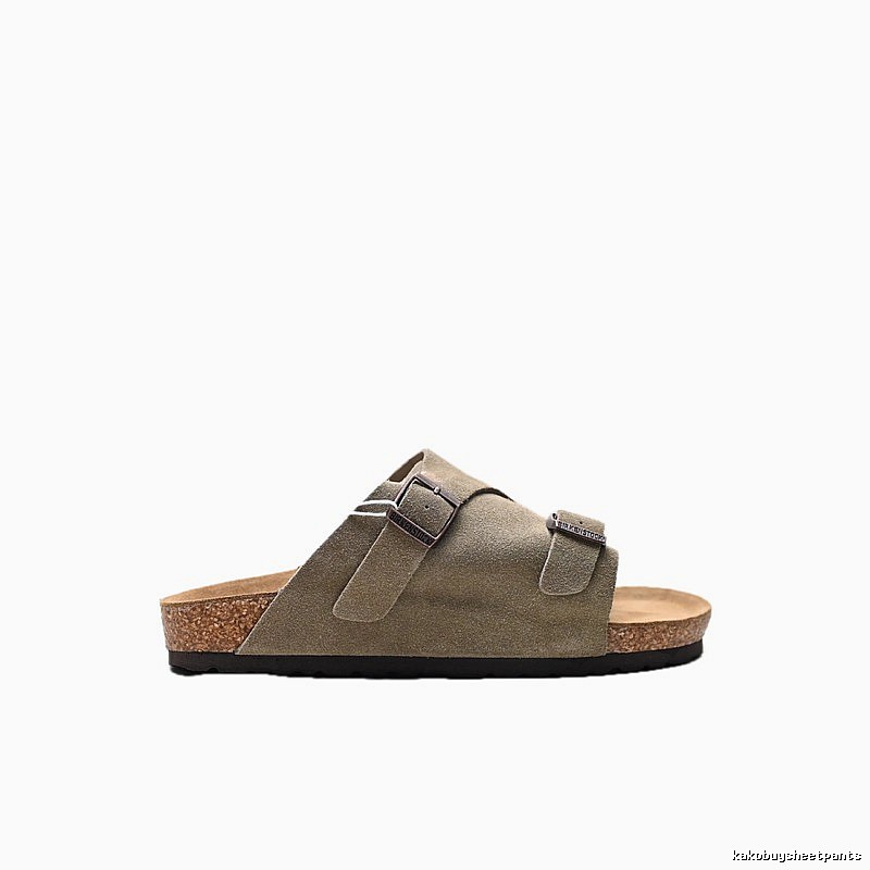 BIRKENSTOCK Cork Vintage Style Khaki Slide Sandals