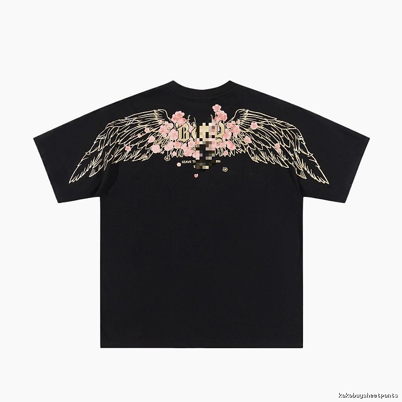BOY Cherry Blossom Wings Streetwear Style Black T-Shirt