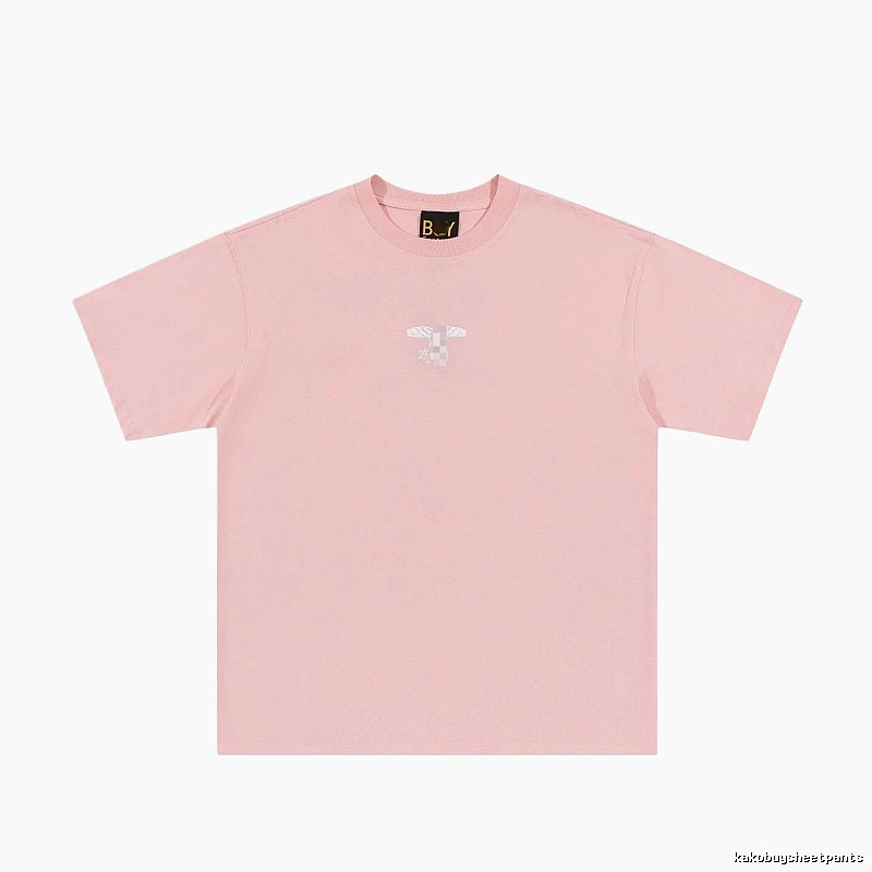 BOY Wing Print Street-style Pink Short Sleeve T-Shirt