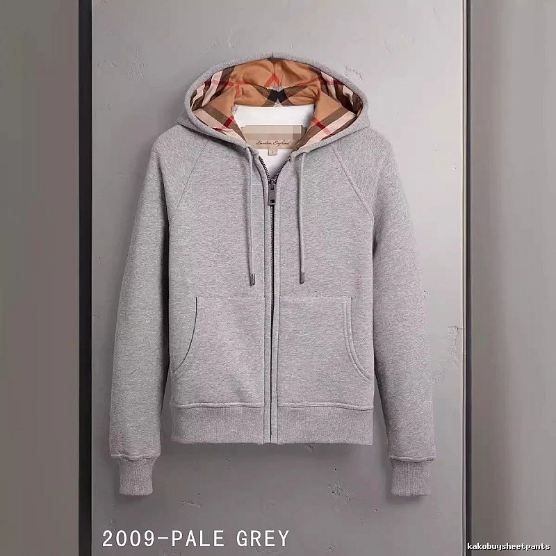 Burberry Casual Zip hoodie Gray Zip Check for Streetwear Looks