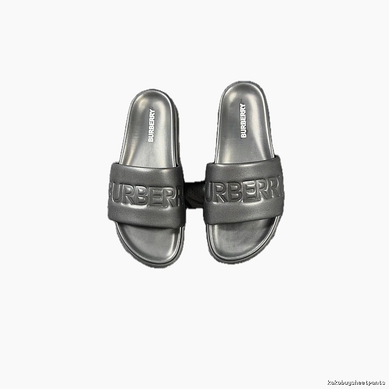 Burberry Embossed Minimalist Style Black Slide Sandals