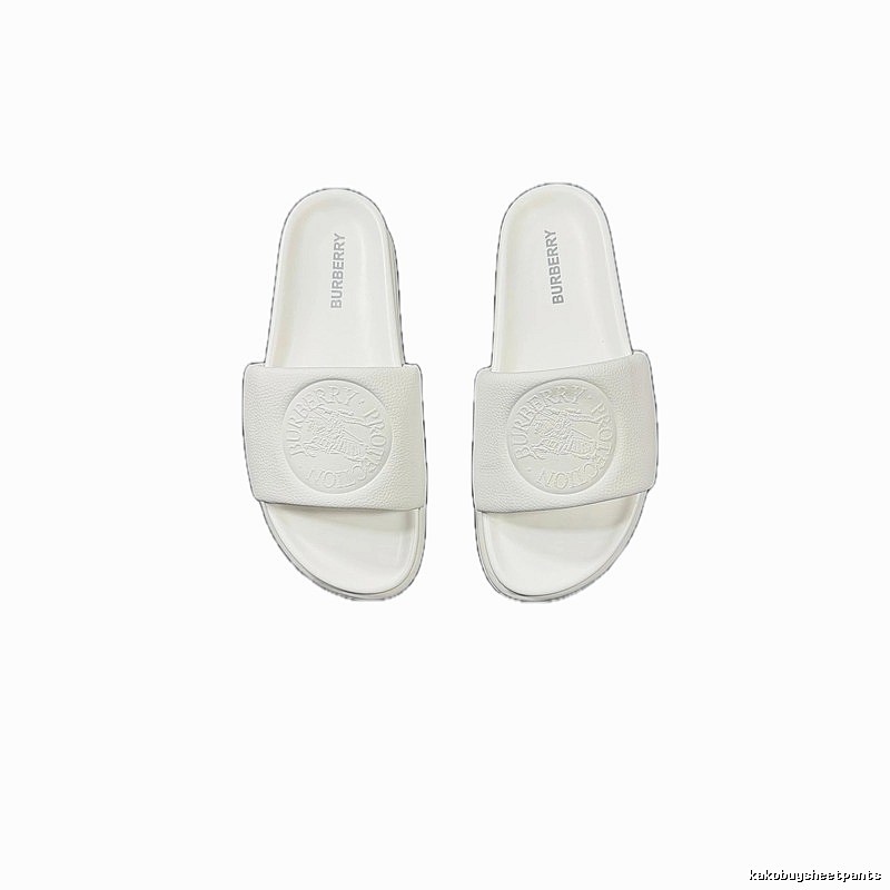 Burberry Embossed Warhorse Minimalist Style White Slides