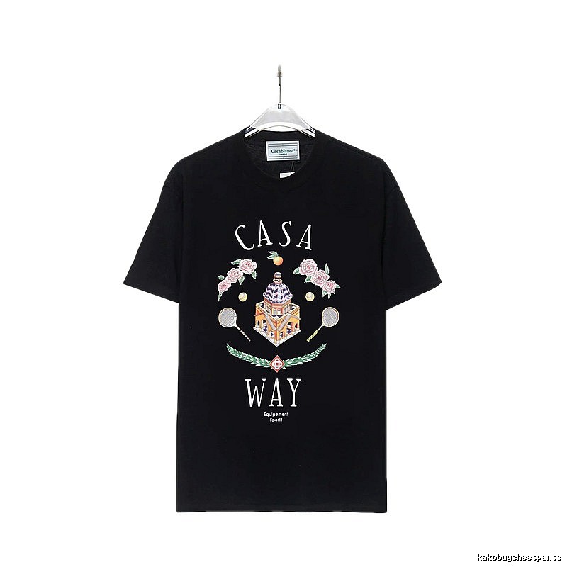 Casablanca Print Retro Style Black T-shirt
