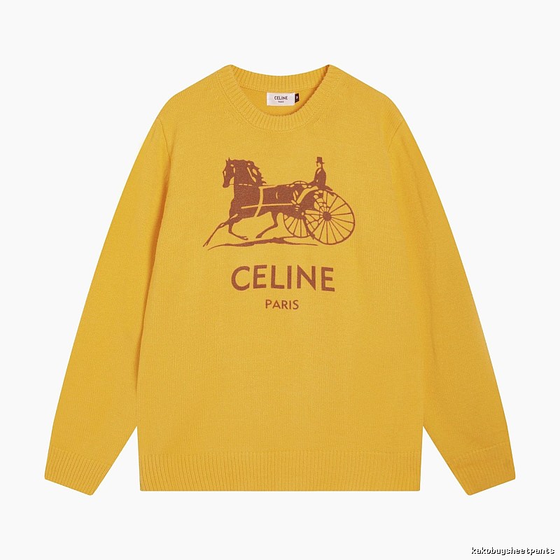 CELINE Yellow Logo Knit Sweater for Travel Packing