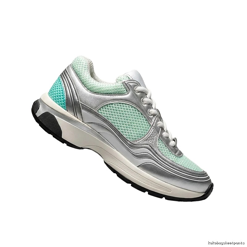 Chanel retro-style mint green sneakers