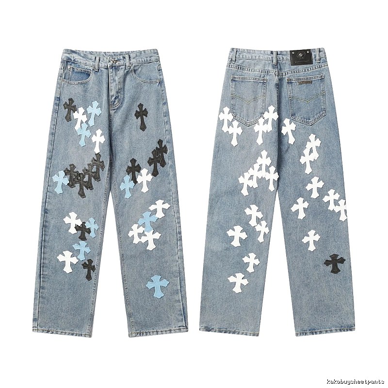 Chrome Hearts Compact Graphic jeans Light Denim Jeans for Sport-Inspired Styling