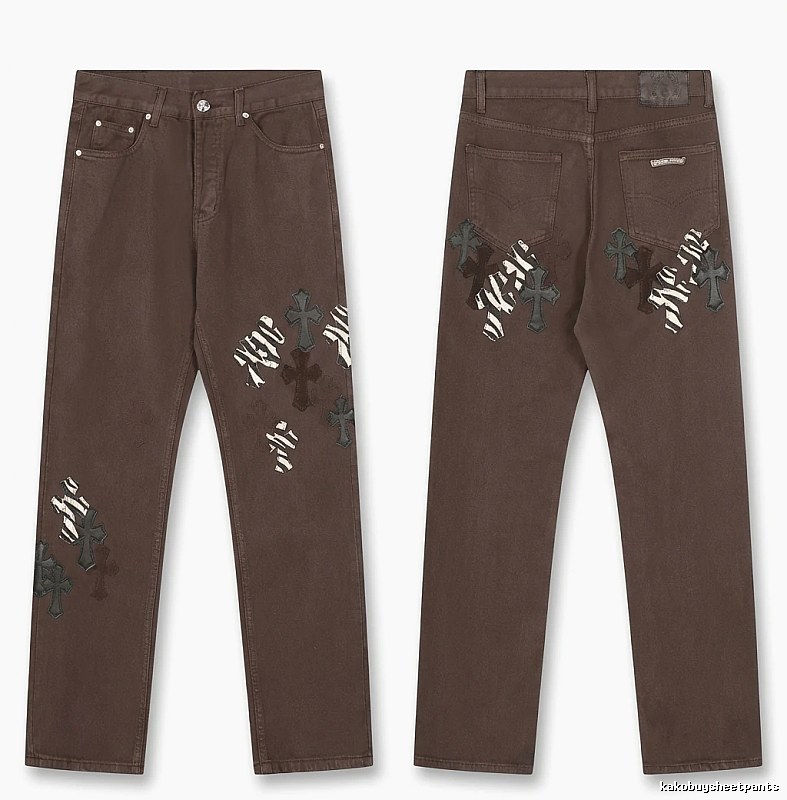 Chrome Hearts Cross Dark Style Brown Pants
