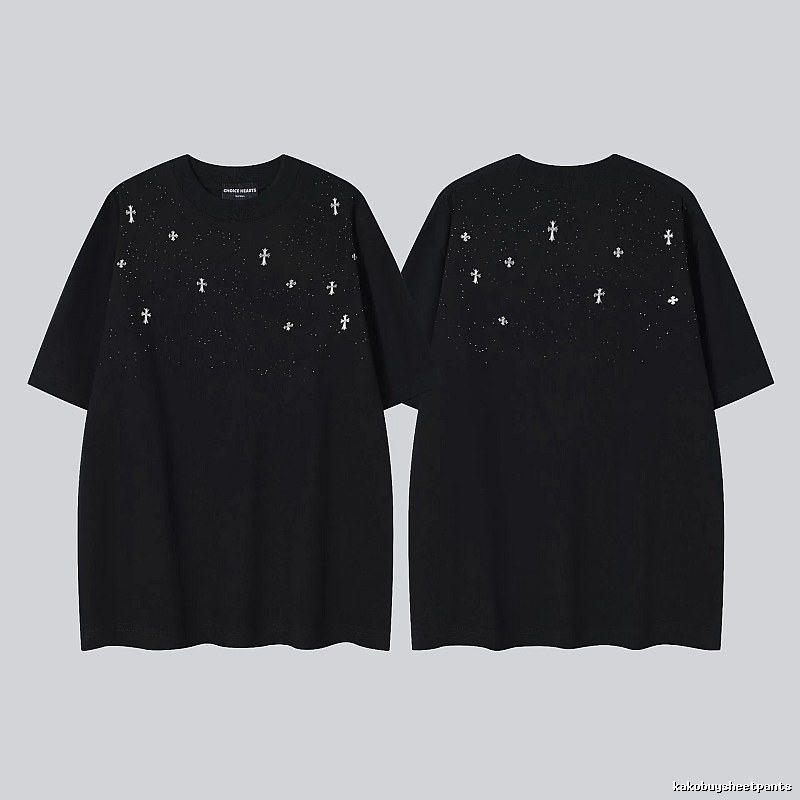 Chrome Hearts Cross Embroidered Street Style Black Short-sleeve T-shirt