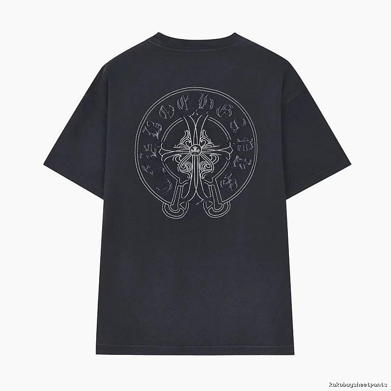 Chrome Hearts Cross Embroidered Street Style Black T-Shirt