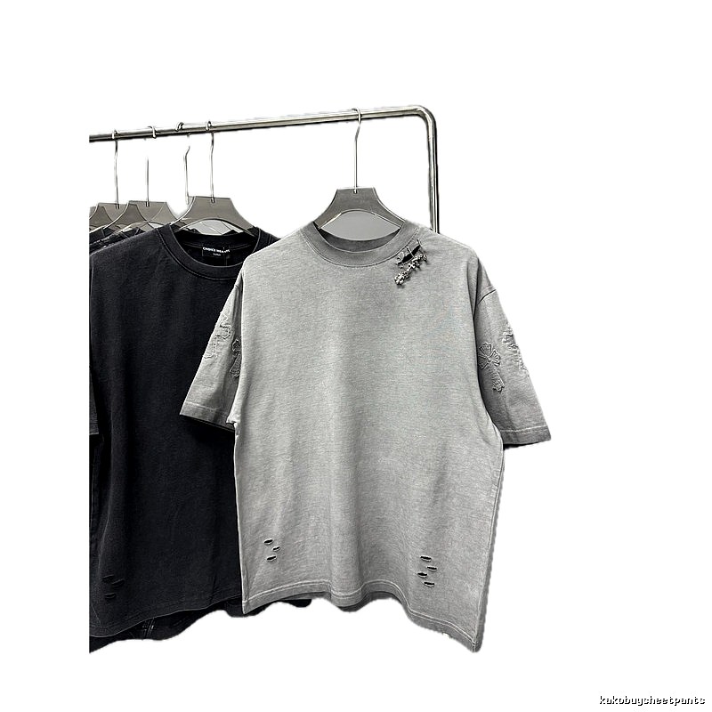 Chrome Hearts Cross Embroidered Street Style Gray Short-sleeve T-shirt