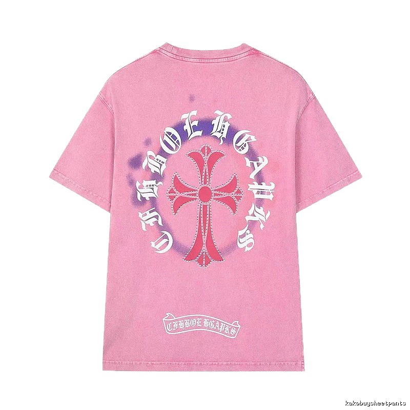 Chrome Hearts Cross Vintage Style Pink T-Shirt
