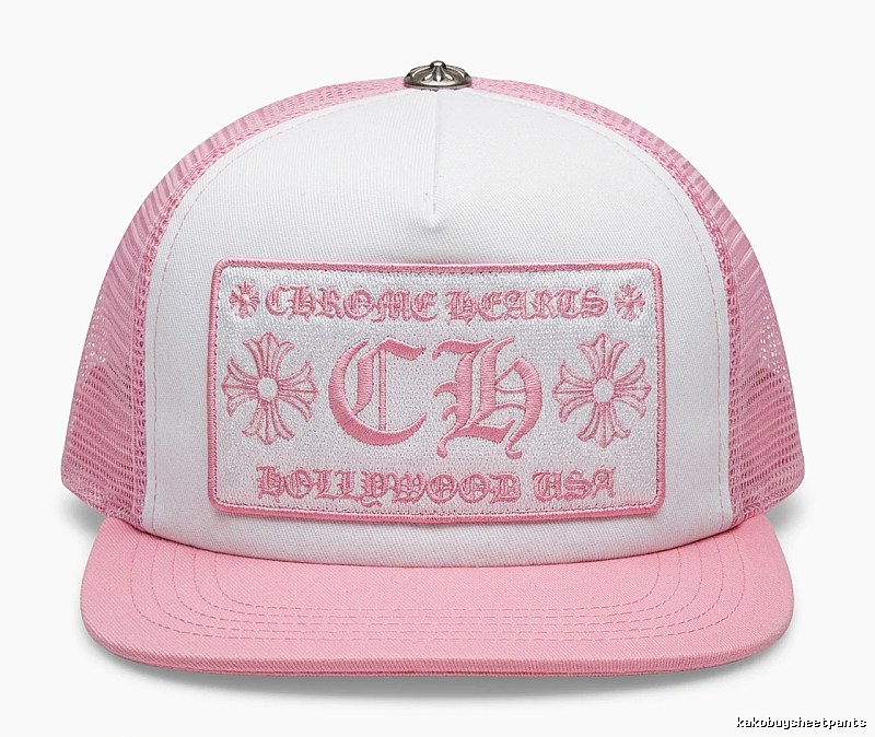 Chrome Hearts Retro Style Pink and White Hat