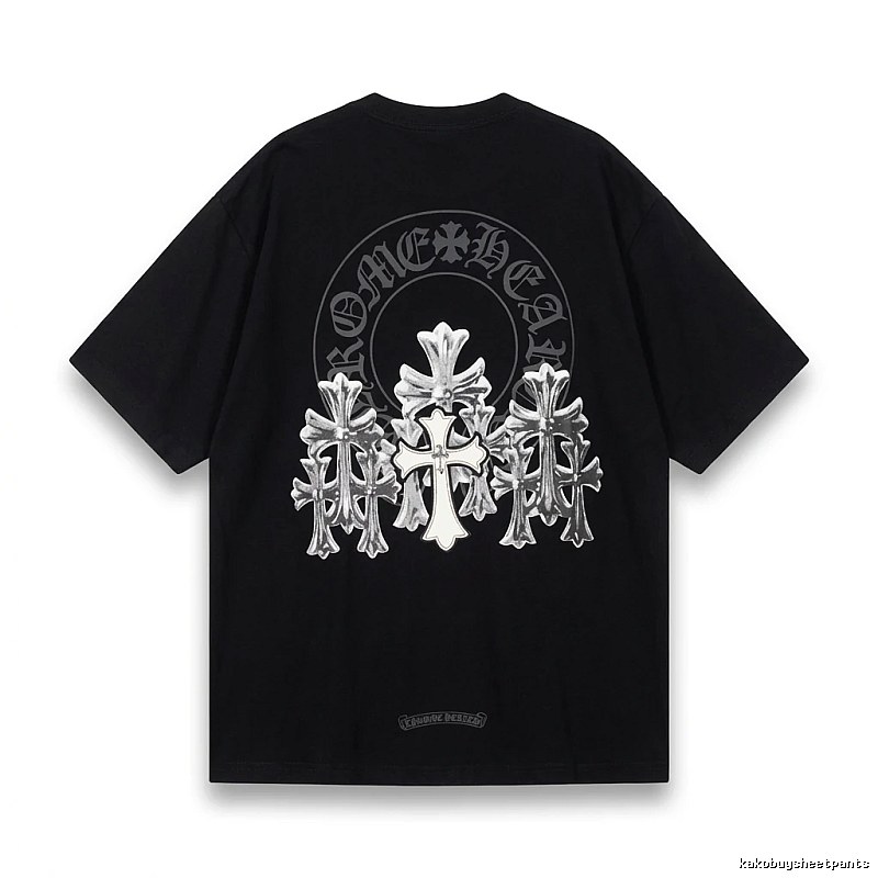 Chrome Hearts Silver Cross Black T - Shirt
