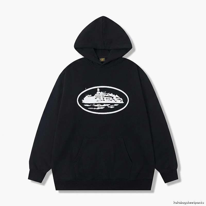 Corteiz black minimalist style hoodie