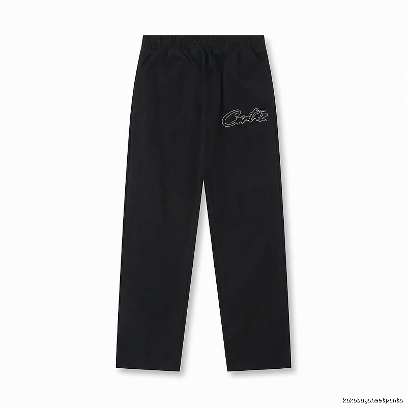 Corteiz minimalist style black long trousers