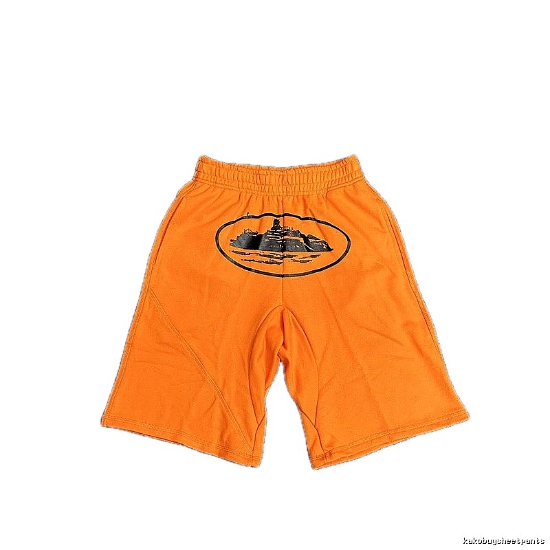 Corteiz Printed Casual Orange Shorts