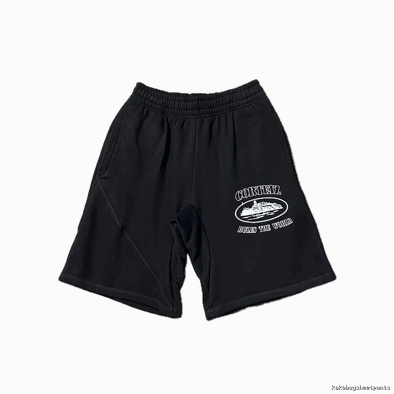 Corteiz retro-style black shorts