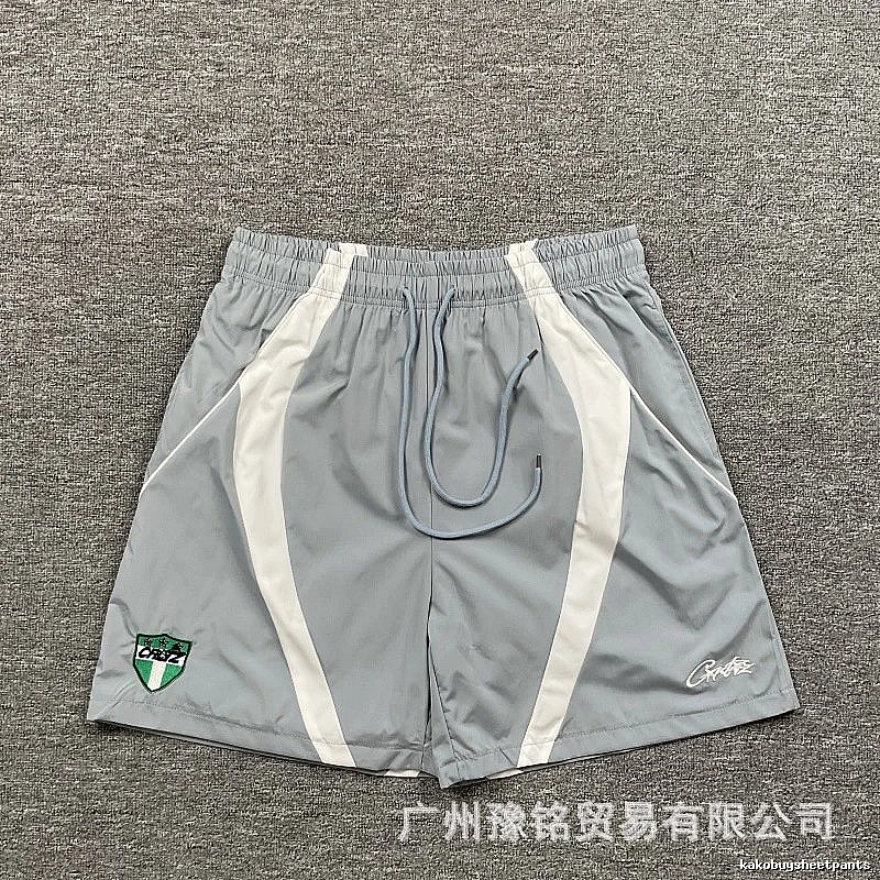 Corteiz Shield Logo Street Style Light Gray Athletic Shorts