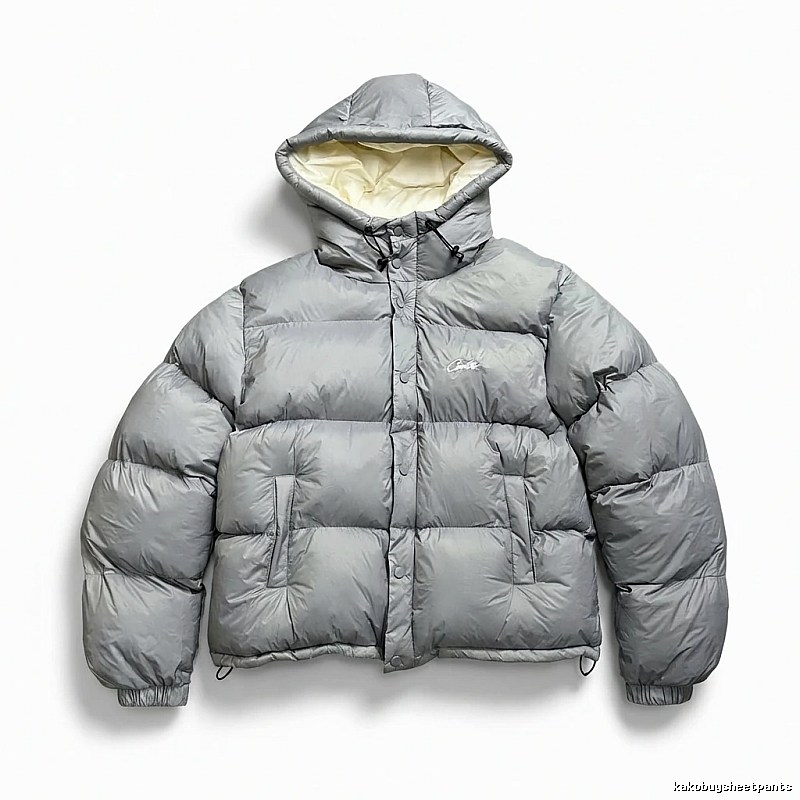 Corteiz trendy and cool style grey down jacket