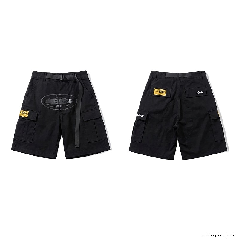 Corteiz workwear-style black shorts