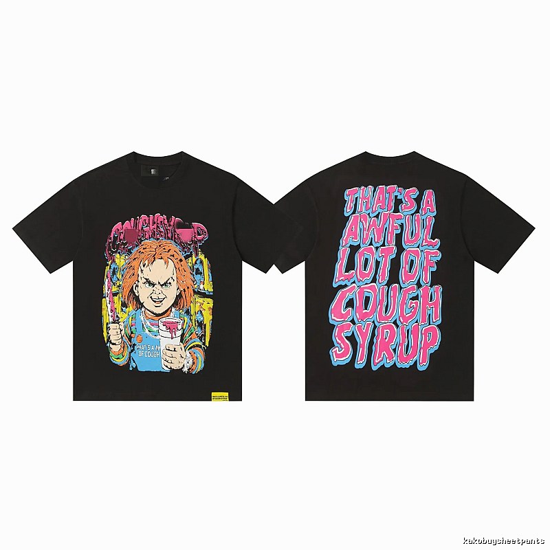 COUGH SYRUP Chucky Print Street Style Black T-shirt