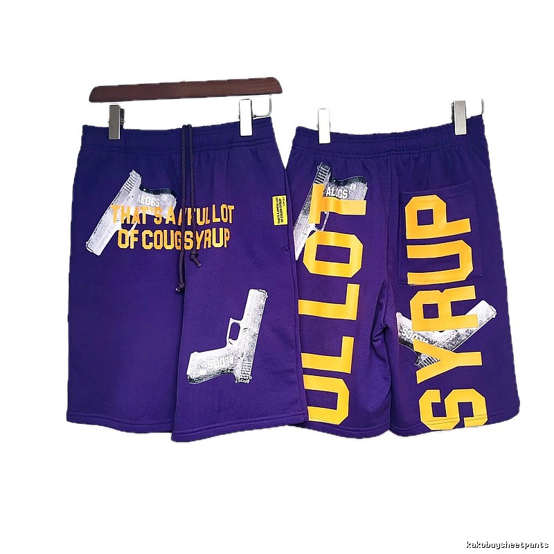 COUGH SYRUP Print Street Style Purple Shorts