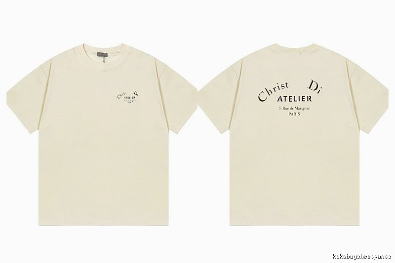 Dior Atelier Minimalist Style Beige Short-sleeve T-shirt