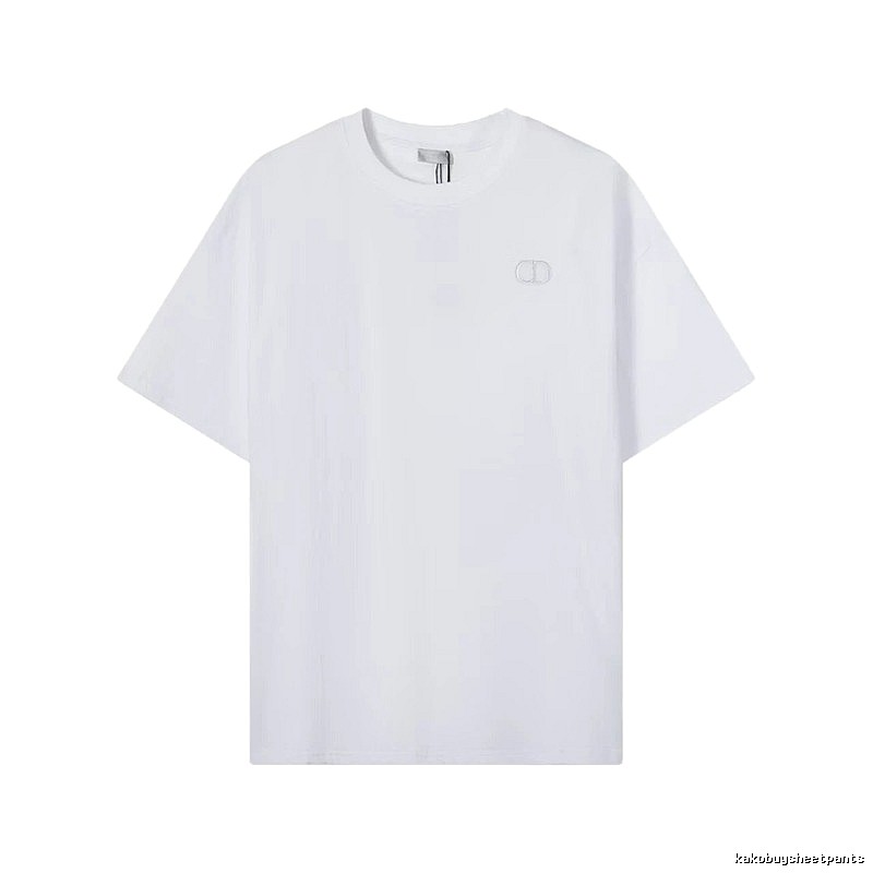 Dior CD Embroidered Minimalist Style White T-Shirt