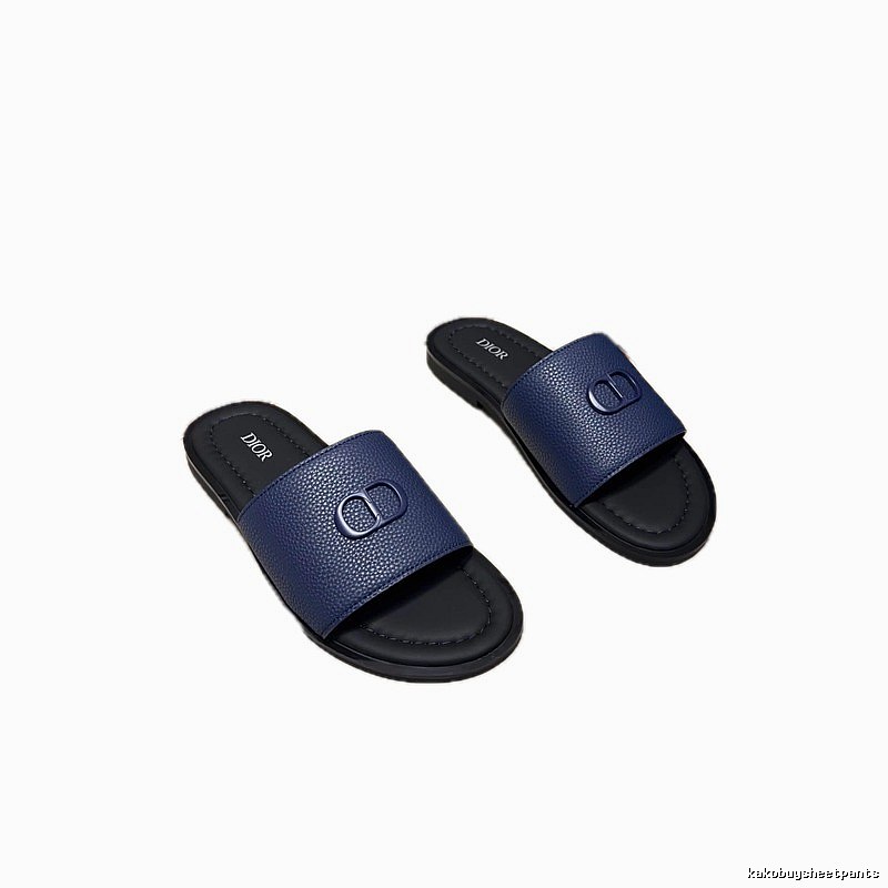 Dior CD Series Minimalist Style Navy Blue Slide Sandals
