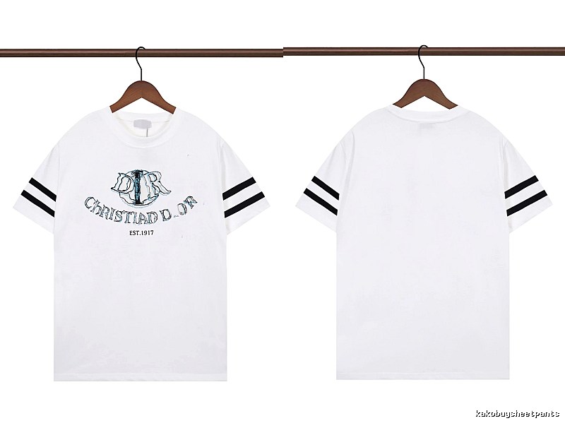 Dior Embroidered Collection Vintage Style White Short-sleeve T-shirt